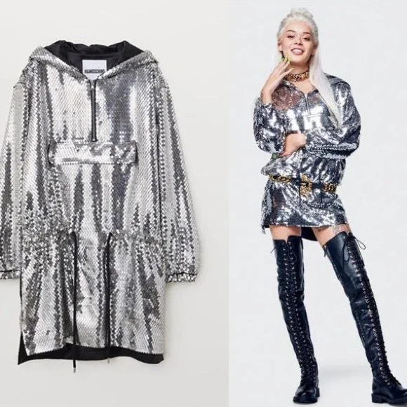 Moschino x H&M Silver Sequin Hooded Mini Dress - Picture 4 of 16